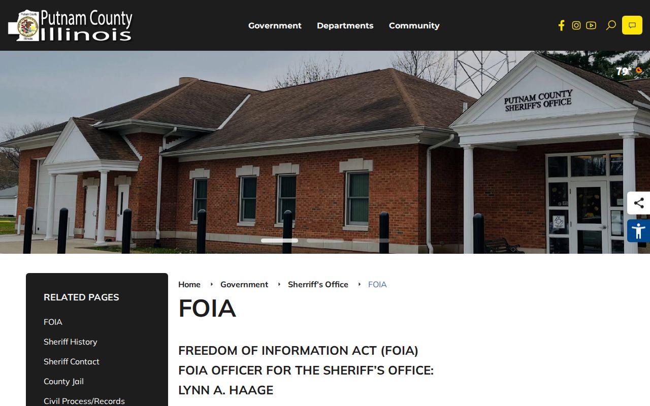 Putnam County Sheriff FOIA prisoner records page